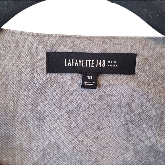Lafayette 148 Grey Snakeskin Cropped Moto Jacket Size 10 - Picture 3 of 7